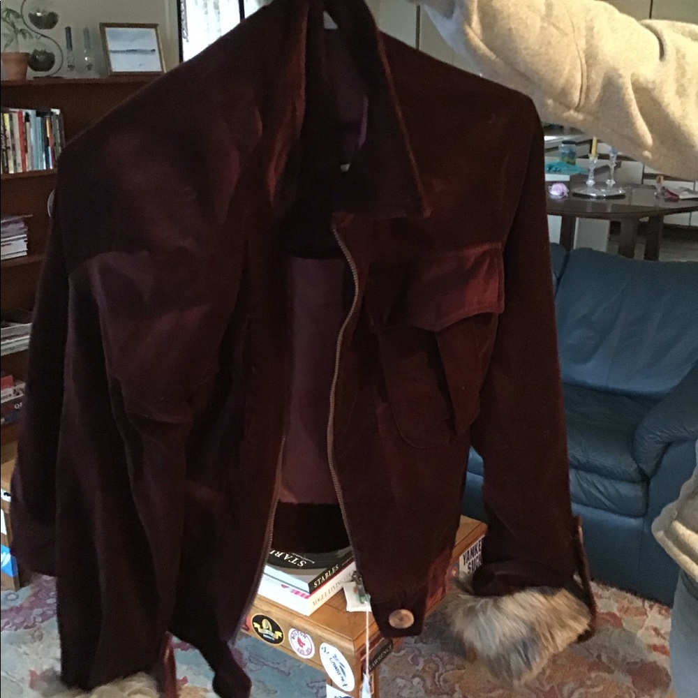 Suede jacket, fur cuffs on sleeves